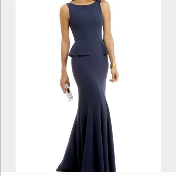 BCBGMaxazria Midnight Peplum Gown